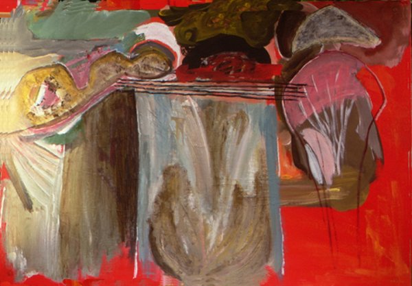 Cuerda sobre el abismo, 2000. temple y acrílico sobre cartón, 53 x 75 cm