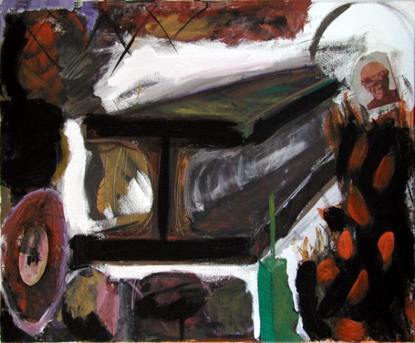 Vigueta, 2002. pigmentos y collage sobre lienzo, 60 x 73 cm