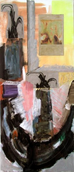 Avec de la fumée II, GalerieX: «Du Fer au Titane» | «Del Hierro al Titanio». 2001, pigments et collage sur toile